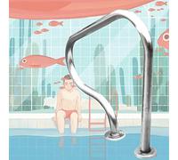 LYMGRZ Barandilla para Piscina, barandilla de Seguridad para Piscinas enterradas, Escalera de Acero Inoxidable 304, rampa de fácil Montaje para Piscina con Cubierta para el asa, Color Plata.