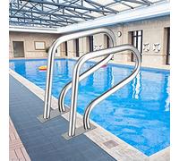 LYMGRZ Barandilla para Piscina de 81 * 58 cm, pasamanos de Acero Inoxidable 304 con Cubierta de Agarre Azul y Tornillos de Anclaje, barandilla de Seguridad para entradas de rampa,