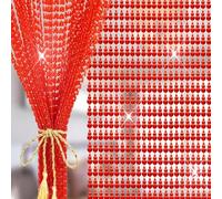 LYMGRZ Cortina de Puerta acrílica con Cuentas | Cortina divisoria Decorativa de Hilo Rojo para Sala de Estar, Dormitorio, balcón, Comedor y Ventanas | Cortina Colgante para el hogar, la Oficina y l