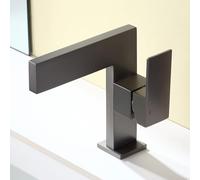 LYMGRZ Grifos para Lavabo de baño Grifo Mezclador de Lavabo Cascada Gris Grifos de baño Mezclador Cascada Agua fría y Caliente-Bajo