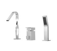 LYMGRZ Grifos para Lavabo de baño, Mezclador de Lavabo de 3 Orificios, Grifo de baño de Pared, Grifo de Ducha de Mano Cromado para bañera, grifos mezcladores de bañera de 3 Orificios para baño