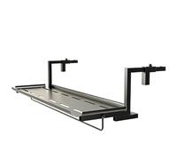 LYMGRZ Mesa Ajustable para barandilla de balcón, Mesa metálica para Exteriores, instalación sin taladrar, Estante para barandilla de Balcones pequeños, Patios y terrazas (Negro, 90 cm/36 Pulgadas)