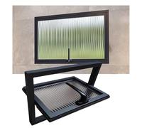 LYMGRZ Ventana empotrada para cobertizo con Marco de aleación de Aluminio y Vidrio de privacidad, rotación de 360°, iluminación, ventilación y Ventanas rectangulares pequeñas (Negra, 60 x 40 cm/23,