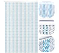 LYMMIYTC Pantallas de Puerta de Cortina de Cadena 90 x 200cm Cortina de Cadena de Aluminio para Decoración de Puertas，Cortina Voladora de Metal Persianas de Insectos Control de Plagas(Plata & Azul)
