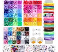 LYMOOR 3000 cuentas pony, 1000 cuentas de letras, 72 colores Kandi cuentas de colores para pulseras, cordón elástico de 40 m, perlas para enhebrar, collares para manualidades, regalo pulseras de la