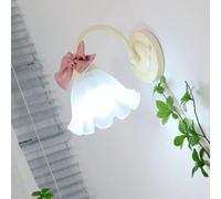 LYMSXAZOU Aplique de Pared francés con Revestimiento de Crema, toldo de Cristal con diseño Floral y Lazo de Tela Tejida a Mano, de Lujo.