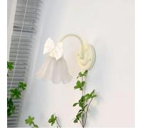 LYMSXAZOU Aplique de Pared francés con Revestimiento de Crema, toldo de Cristal con diseño Floral y Lazo de Tela Tejida a Mano, de Lujo.