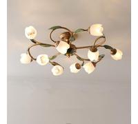 LYMSXAZOU Lampada a sospensione Americana, Stile Pastorale Francese, con Fiori, per soggiorno, Sala da pranzo, Camera da letto, Modello Villa, decorazione per la casa, lampadario a LED (BA 10 luci)