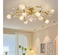 LYMSXAZOU Lampada a sospensione Americana, Stile Pastorale Francese, con Fiori, per soggiorno, Sala da pranzo, Camera da letto, Modello Villa, decorazione per la casa, lampadario a LED (EB 10 luci)