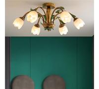 LYMSXAZOU Lampada a sospensione Americana, Stile Pastorale Francese, con Fiori, per soggiorno, Sala da pranzo, Camera da letto, Modello Villa, decorazione per la casa, lampadario a LED (DA 6 luci)