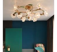 LYMSXAZOU Lampada a sospensione Americana, Stile Pastorale Francese, con Fiori, per soggiorno, Sala da pranzo, Camera da letto, Modello Villa, decorazione per la casa, lampadario a LED (BB 10 luci)