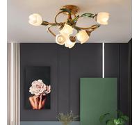 LYMSXAZOU Lampada a sospensione Americana, Stile Pastorale Francese, con Fiori, per soggiorno, Sala da pranzo, Camera da letto, Modello Villa, decorazione per la casa, lampadario a LED (BA 6 luci)