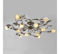 LYMSXAZOU Lampada a sospensione Americana, Stile Pastorale Francese, con Fiori, soggiorno, Sala da pranzo, Camera da letto, Modello Villa, decorazione per la casa, lampadario a LED (12 luci)