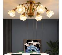LYMSXAZOU Lampada a sospensione Americana, Stile Pastorale Francese, con Fiori, soggiorno, Sala da pranzo, Camera da letto, Modello Villa, decorazione per la casa, lampadario a LED (DB 6 luci)