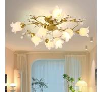 LYMSXAZOU Lampada a sospensione Americana, Stile Pastorale Francese, con Fiori, soggiorno, Sala da pranzo, Camera da letto, Modello Villa, decorazione per la casa, lampadario a LED (8 luci)