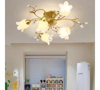 LYMSXAZOU Lampada a sospensione Americana, Stile Pastorale Francese, con Fiori, soggiorno, Sala da pranzo, Camera da letto, Modello Villa, decorazione per la casa, lampadario a LED (6 luci)