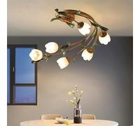 LYMSXAZOU Lampada a sospensione Americana, Stile Pastorale Francese, con Fiori, soggiorno, Sala da pranzo, Camera da letto, Modello Villa, decorazione per la casa, lampadario a LED (CA 6 luci)