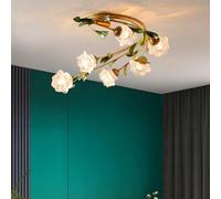 LYMSXAZOU Lampada a sospensione Americana, Stile Pastorale Francese, con Fiori, soggiorno, Sala da pranzo, Camera da letto, Modello Villa, decorazione per la casa, lampadario a LED (CB 6 luci)