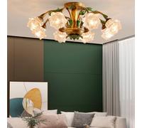 LYMSXAZOU Lampada a sospensione Americana, Stile Pastorale Francese, con Fiori, soggiorno, Sala da pranzo, Camera da letto, Modello Villa, decorazione per la casa, lampadario a LED (DB 8 luci)