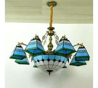 LYMSXAZOU Lampada a sospensione di lusso Europea per soggiorno, Camera da letto Americana retrò, ristorante occidentale, Bar, caffetteria, lampadario in vetro colorato a LED (8 luci)