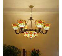 LYMSXAZOU Lampada a sospensione di lusso Europea per soggiorno, LED, Stile Vintage Americano, Creativo, ristorante, Camera da letto, Hotel, lampadario in vetro Color caffè occidentale (C 6 luci)