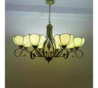 LYMSXAZOU Lampada a sospensione di lusso Europea per soggiorno, Stile Vintage Americano, ristorante Creativo, Camera da letto, Villa, Hotel, Bar, lampadario in vetro colorato (D 8 luci)