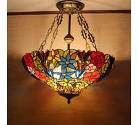 LYMSXAZOU Lampada a sospensione Europea Vintage Creativa per soggiorno, ristorante, Camera da letto, corridoio, Hotel, lampadario in vetro colorato (B D50CM)