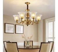 LYMSXAZOU Lampada a sospensione in ottone Americano, lampadario a LED Europeo di lusso per soggiorno, Sala da pranzo, Camera da letto, Villa, Hotel (H 6 luci)