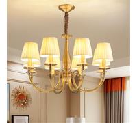 LYMSXAZOU Lampada a sospensione in ottone Americano, lampadario a LED Europeo di lusso per soggiorno, Sala da pranzo, Camera da letto, Villa, Hotel (8 luci D)