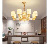 LYMSXAZOU Lampada a sospensione in ottone di lusso contemporaneo in Stile cinese per soggiorno, Sala da pranzo, Camera da letto, Villa, Hotel, lampadario Campione per arredamento Della casa (8 luci)