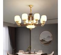 LYMSXAZOU Lampada a sospensione in ottone di lusso contemporaneo in Stile cinese per soggiorno, Sala da pranzo, Camera da letto, Villa, Hotel, lampadario Campione per arredamento (Q 8 luci)
