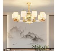 LYMSXAZOU Lampada a sospensione in ottone di lusso contemporaneo in Stile cinese per soggiorno, Sala da pranzo, Camera da letto, Villa, Hotel, lampadario Campione per arredamento (C 10 luci)