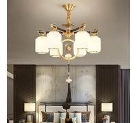 LYMSXAZOU Lampada a sospensione in ottone di lusso contemporaneo, Stile cinese, soggiorno, Sala da pranzo, Camera da letto, Villa, Hotel, lampadario Campione per arredamento Della casa (6 luci)