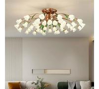 LYMSXAZOU Lampada a sospensione Pastorale Americana, Francese, LED, calda creatività, Fiore, soggiorno, Sala da pranzo, Camera da letto, Villa, Modello, decorazione per la casa (B 40 luci)