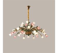 LYMSXAZOU Lampada a sospensione Pastorale Americana, Modello Francese, a LED, con Fiori, per soggiorno, Sala da pranzo, Camera da letto, Villa, decorazione per la casa (35 luci)