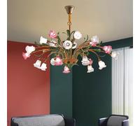 LYMSXAZOU Lampada a sospensione Pastorale Americana, Modello Francese LED, Creativa, Floreale, per soggiorno, Sala da pranzo, Camera da letto, Villa, decorazione per la casa (C 21 luci)