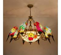 LYMSXAZOU Lampadario a sospensione in vetro colorato a LED con pappagallo, Stile Americano, per soggiorno, ristorante, Camera da letto, Hotel, Villa, caffetteria, Bar, Club (8 luci)