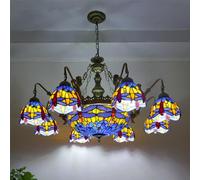 LYMSXAZOU Lampadario di lusso Europeo per soggiorno, Vintage, Creativo, ristorante, Camera da letto, Hotel, Villa, lampada a sospensione in vetro colorato a LED (B 8 luci)