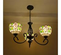 LYMSXAZOU Lampadario Europeo per soggiorno, Stile Vintage Americano, a LED, per ristorante, Camera da letto, Hotel, Villa, Bar, lampada a sospensione in vetro colorato (C 3 luci)