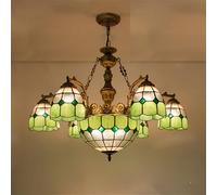 LYMSXAZOU Lampadario mediterraneo a LED semplice e lussuoso per soggiorno, ristorante, Camera da letto, Villa, Hotel, Bar, lampada a sospensione in vetro colorato (C 6 luci)