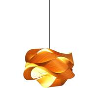 LYMSXAZOU Lámpara Colgante Original de Madera ecológica con Chapa de Madera de Roble y Cuero, lámpara de araña clásica de bambú para decoración de pasillos y restaurantes, Accesorios en Espiral.