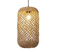 LYMSXAZOU Lámpara de araña de ratán Retro de una Sola luz, Colgante E27, de bambú Natural, para cafetería, casa de té, Bar, Comedor o Club.