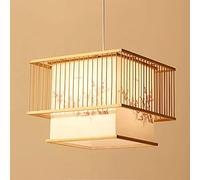 LYMSXAZOU Lámpara de Techo Estilo Farol de bambú Chino, lámpara de araña Colgante de ratán, Accesorios de Madera, iluminación Retro Japonesa E27 Ajustable para Comedor o salón de té.