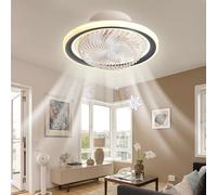 LYMSXAZOU Ventilador de Techo Blanco con Altavoz Bluetooth, luz LED sin aspas, Cambio de Color, pequeño, Moderno, Brillante, empotrable para Dormitorio, Temporizador, 6 velocidades.
