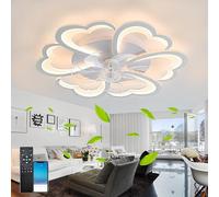 LYMSXAZOU Ventilador de Techo con luz LED, Mariposa de Dibujos Animados, 60 cm, empotrable, Control Remoto, 3 Colores, Regulable, para Dormitorio y Sala de Estar, Color Blanco.