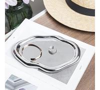 Lynagert Plato de baratijas de nube, bandeja de joyería gordita, plato de cerámica para anillos, aretes, collares, organizador, día de la madre, cumpleaños, regalos de dama de honor (plata)