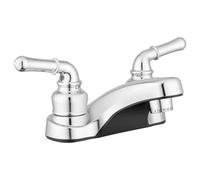 Lynden - Grifo para lavabo de baño de Pacific Bay - Cuenta con una boquilla de arco clásico y operación tradicional de dos palancas - chapado en cromo metálico sobre plástico ABS - Nuevo modelo 2019