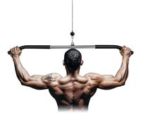 Lyndwin Barra Polea, Barra Gimnasio per Polea Espalda Dorsal Triceps Bíceps Musculacion con Mosquetón, Agarres Poleas Gym Barra Jalon al Pecho de Acero Negro Lat Pull Down Bar Desmontable (100cm)