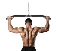 Lyndwin Barra Polea, Barra Gimnasio per Polea Espalda Dorsal Triceps Bíceps Musculacion con Mosquetón, Agarres Poleas Gym Barra Jalon al Pecho de Acero Negro Lat Pull Down Bar Desmontable (85cm)