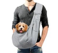 Lyneun 6kg Bandolera para Perro, Bolso de Hombro para Mascotas Ajustable, Bolsa de Hombro Cruzada para Perro, Mochila para Perros Pequeños, Transportin Perro Pequeño para Caminar, Viajar (Gris)